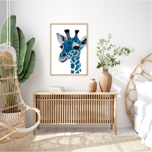 Giraffe Teal Print