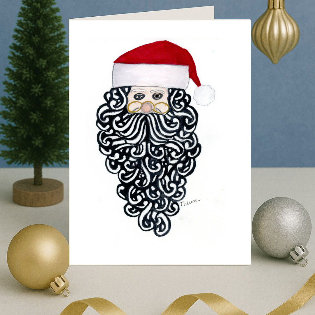 Santa Curly Note Card