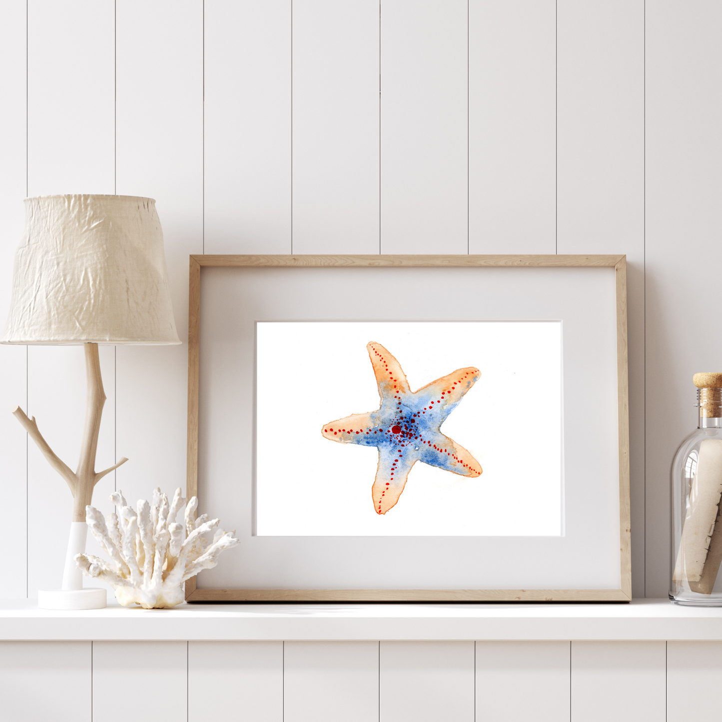 Starfish Orange & Blue Print