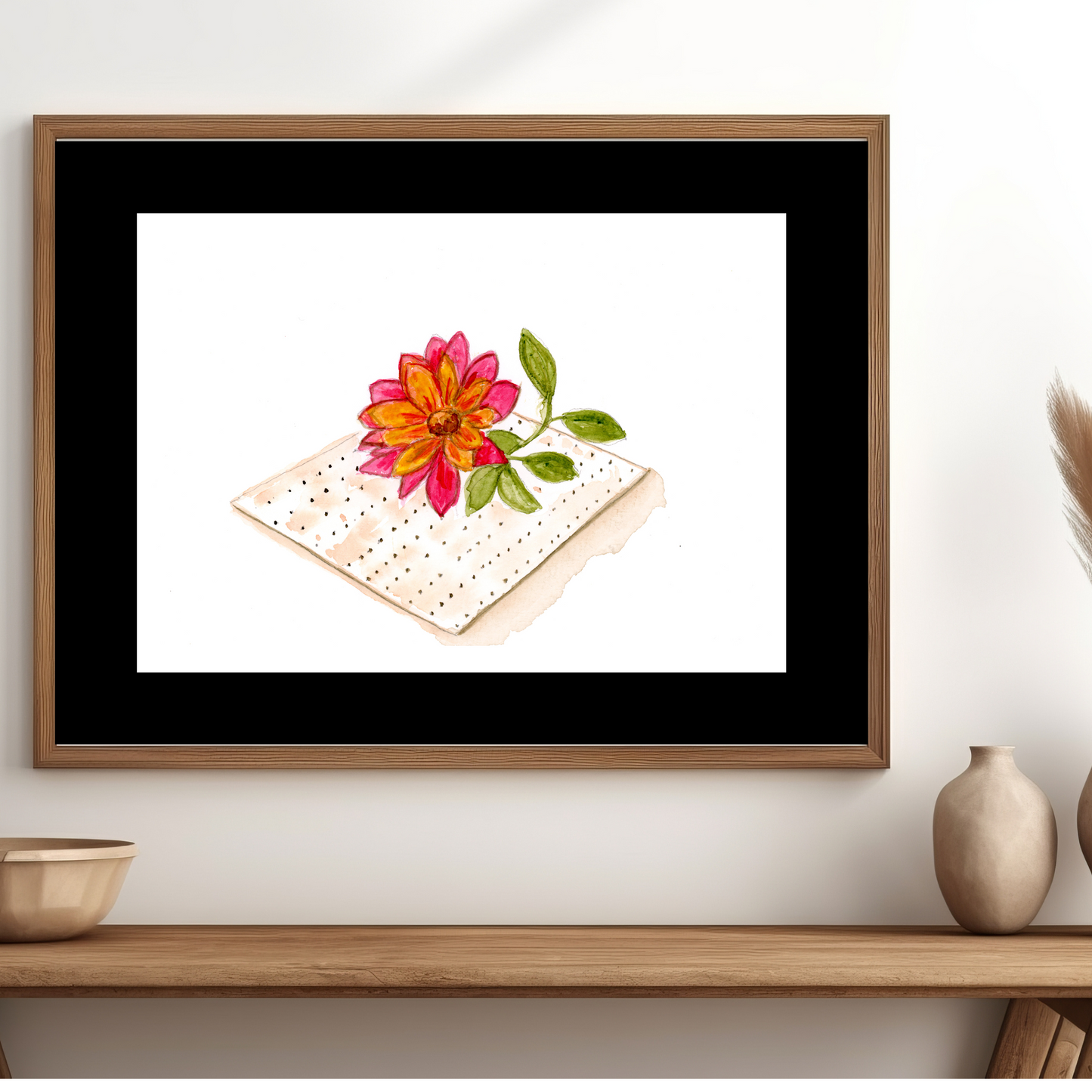 Matzo Whimsical Watercolor Art Print - Playful and Colorful Judaic Decor