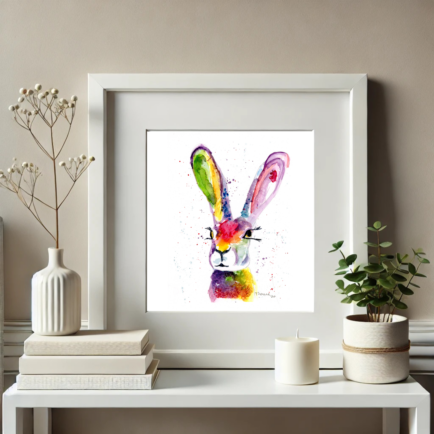 Rabbit Art Print - Whimsical Watercolor Nursery Decor - Great Gift Idea