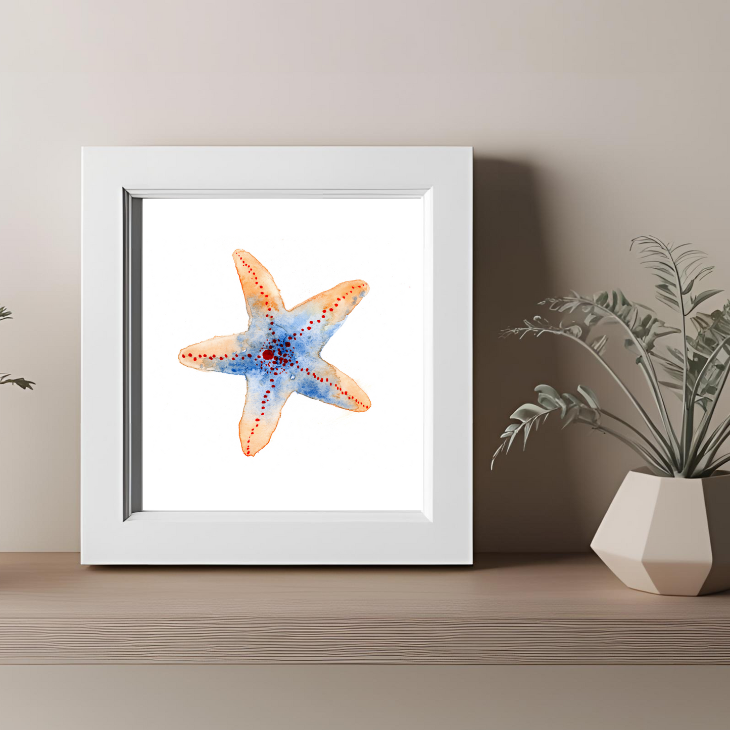 Starfish Orange & Blue Print