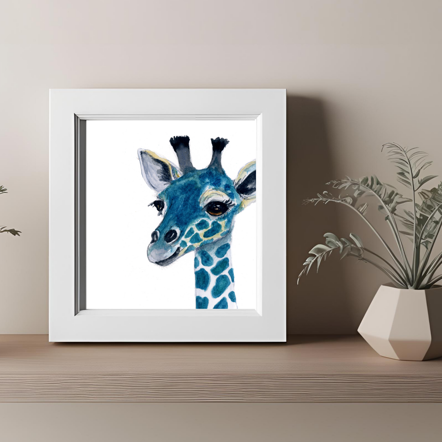 Giraffe Teal Print