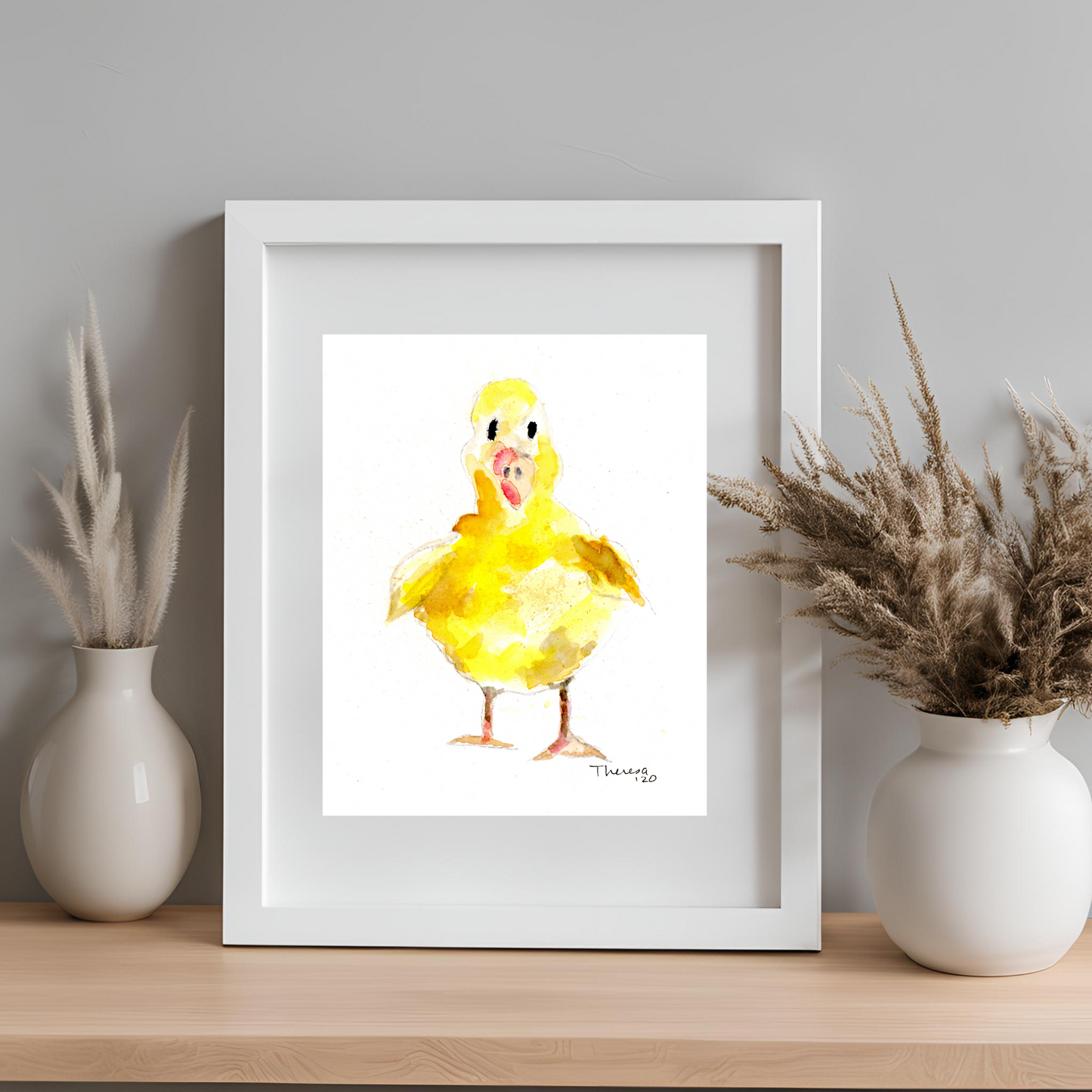 Whimsical Baby Chick Art Print - Delightful Watercolor for Nursery Decor