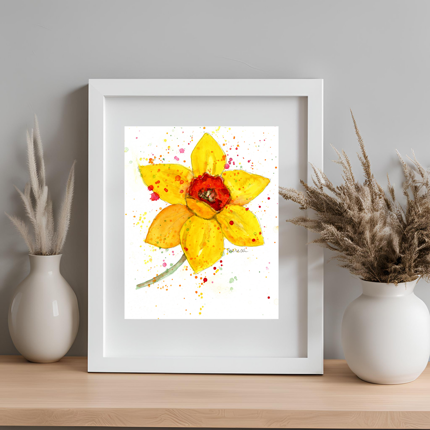 Daffodil Single Watercolor Art Print - Springtime