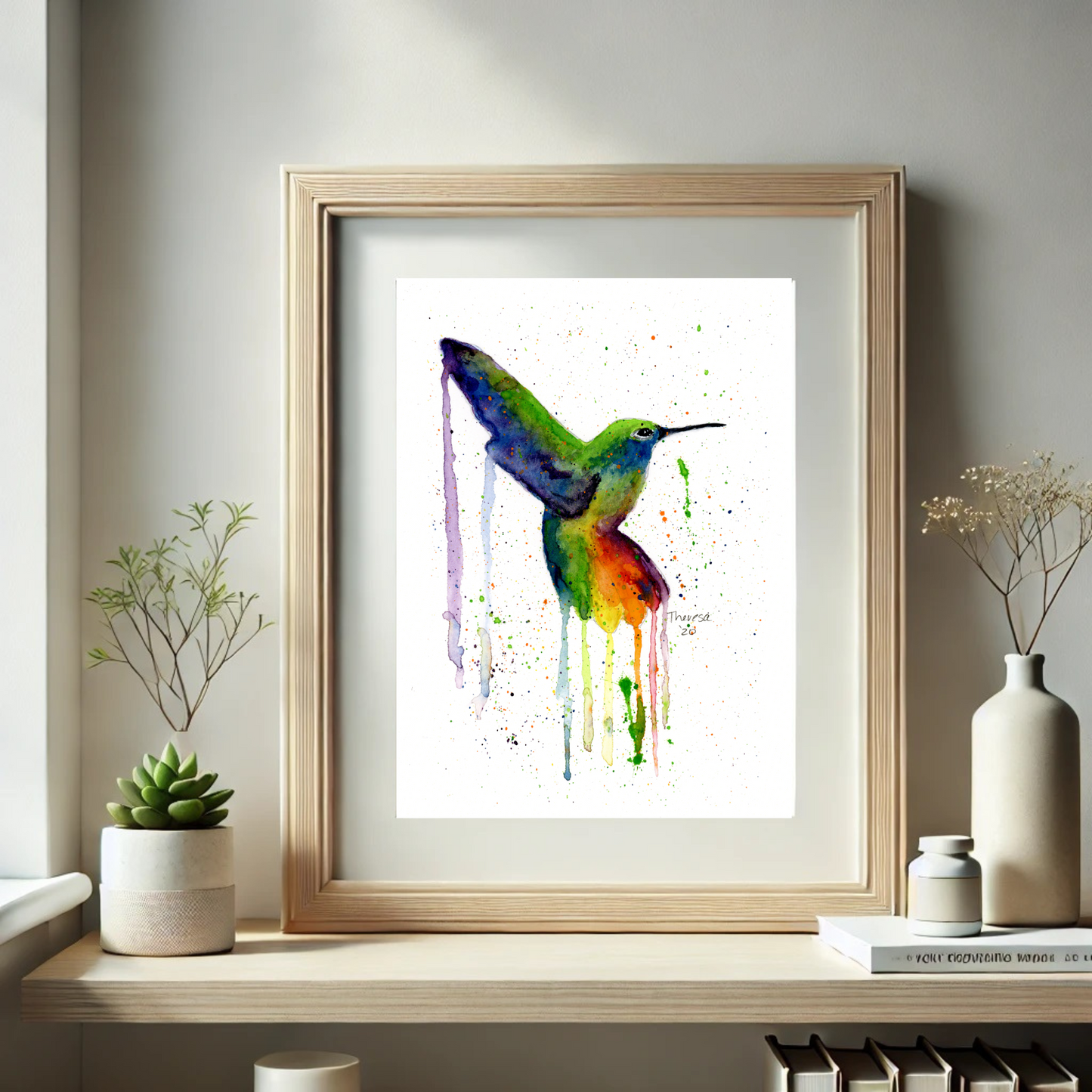 Hummingbird Whimsical Watercolor Art Print - Perfect Gift for Nature and Art Lovers