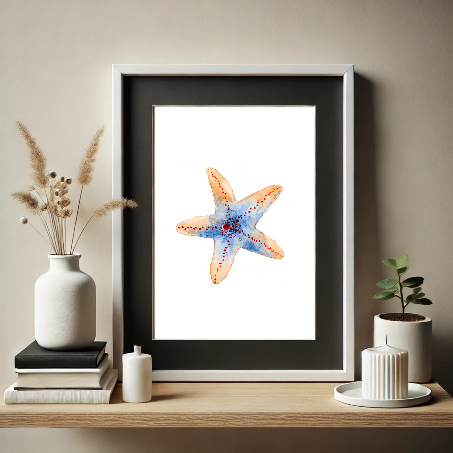 Starfish Orange & Blue Print