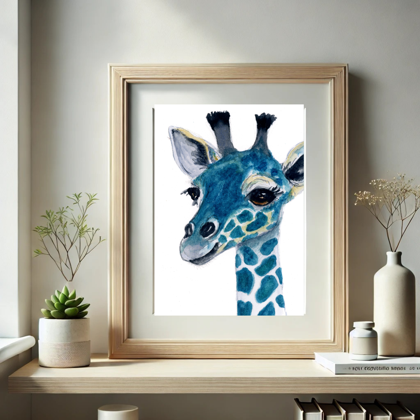 Giraffe Teal Print