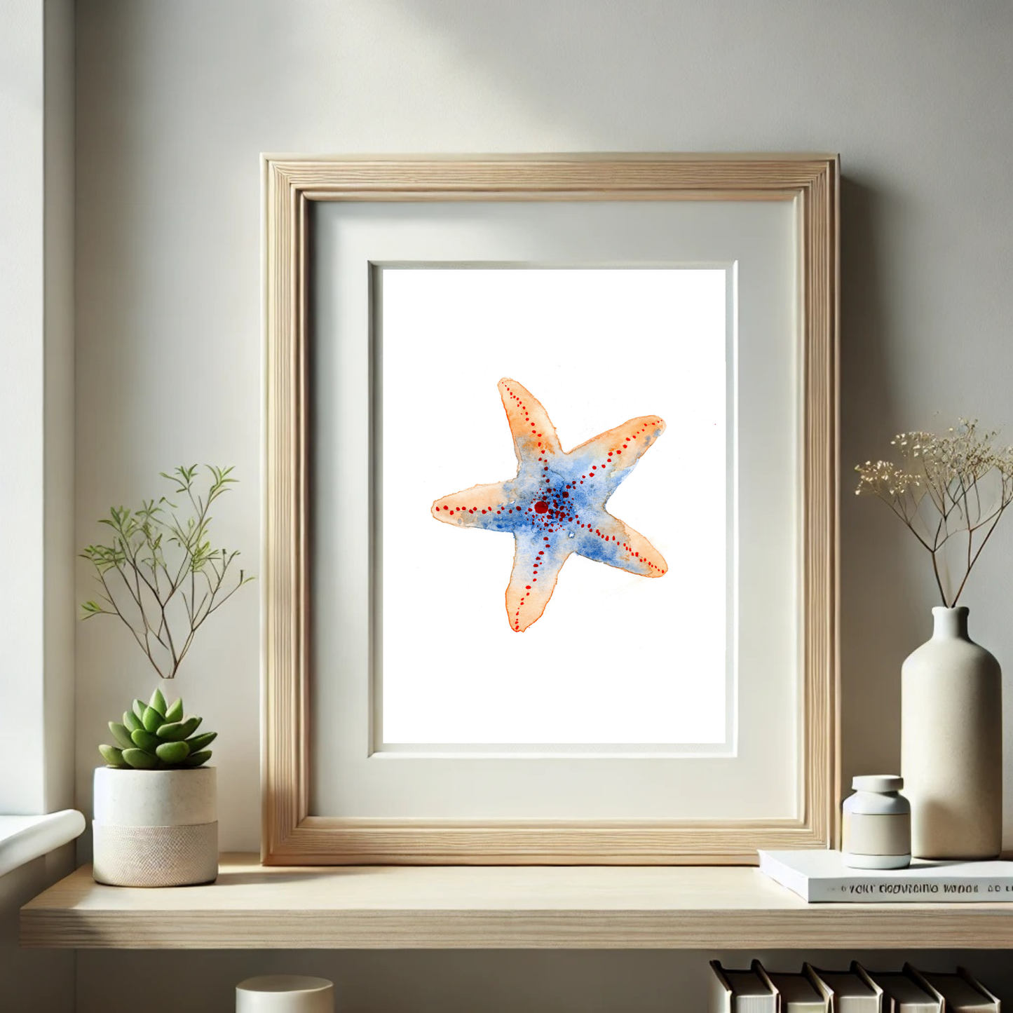 Starfish Orange & Blue Print