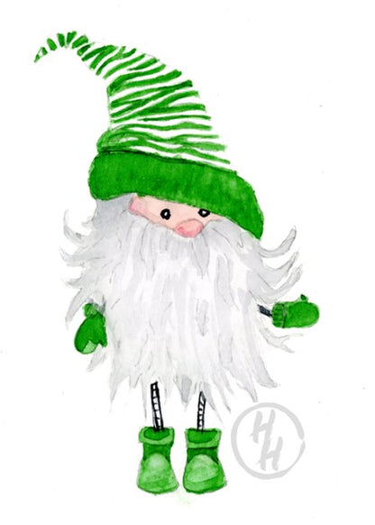 Gnome Green Stripe Note Card