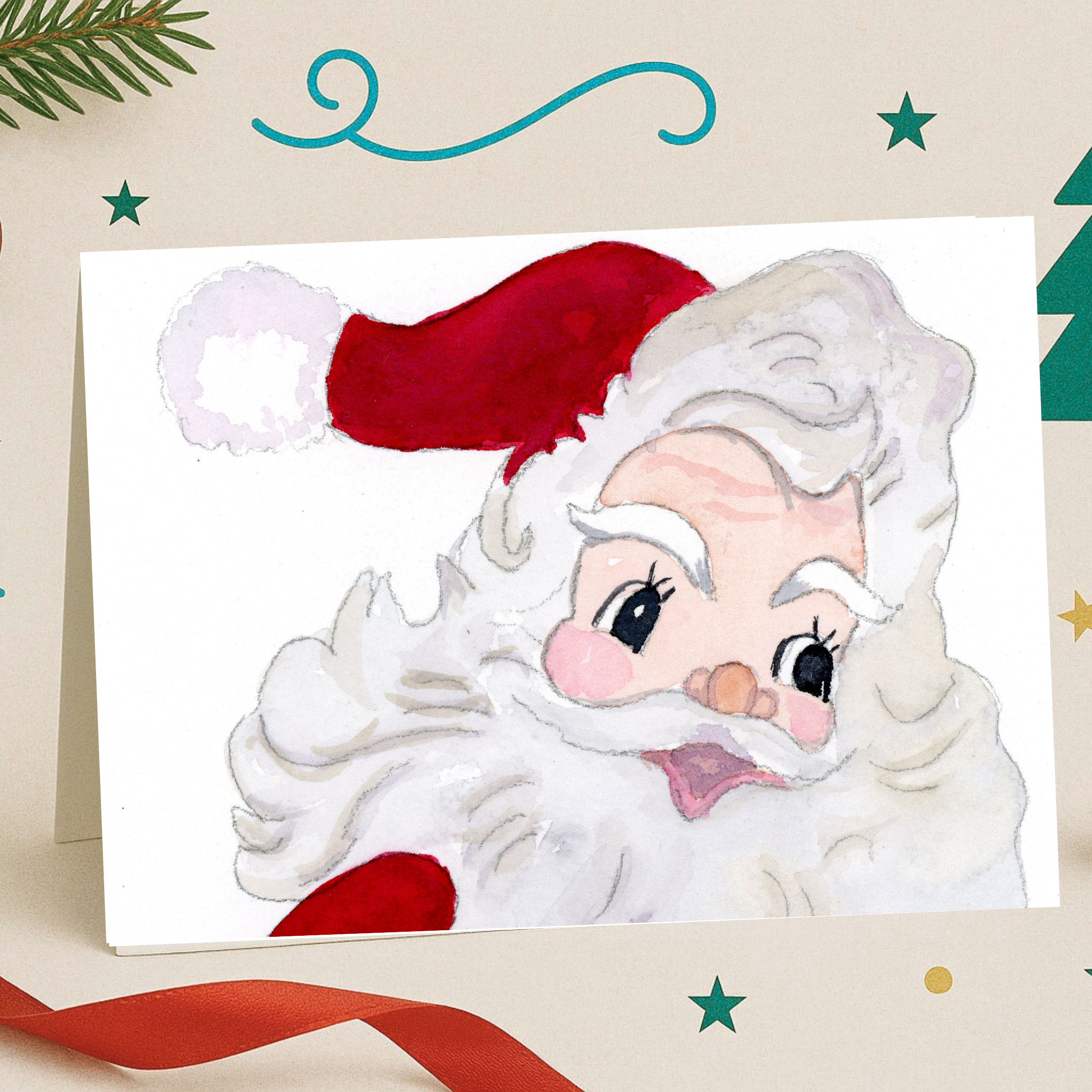 Santa Classic Note Card – Happy Hues Design Co., LLC