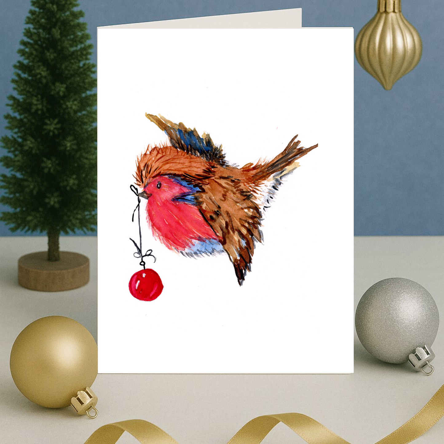 Robin with Ornament Note Card