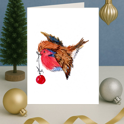 Robin with Ornament Note Card