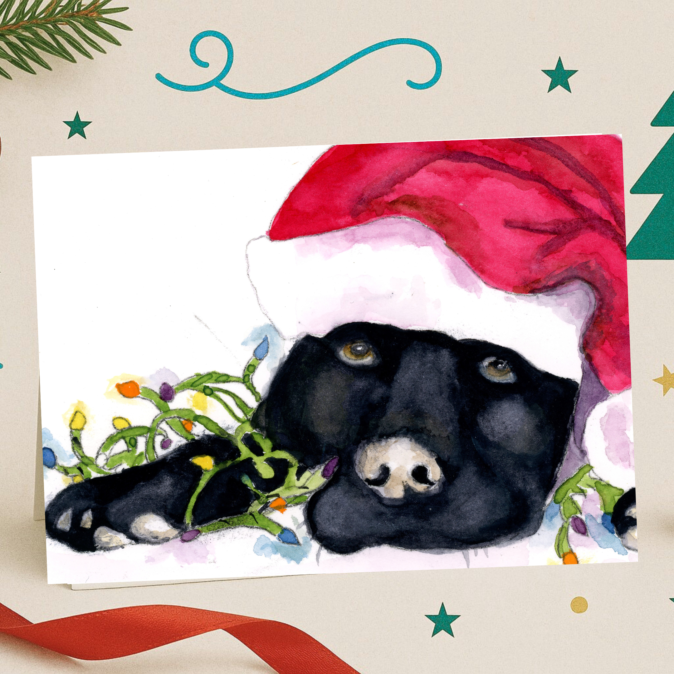 Lab Santa Pup Note Card – Happy Hues Design Co., LLC