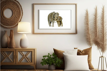 Elephant Mom and Baby Print