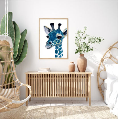 Giraffe Teal Print