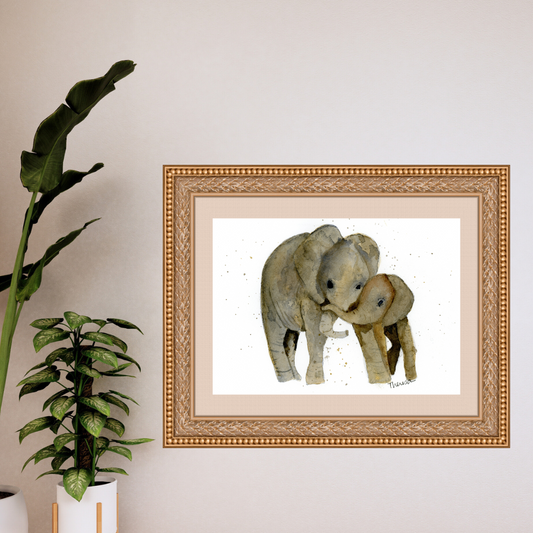 Elephant Mom and Baby Print