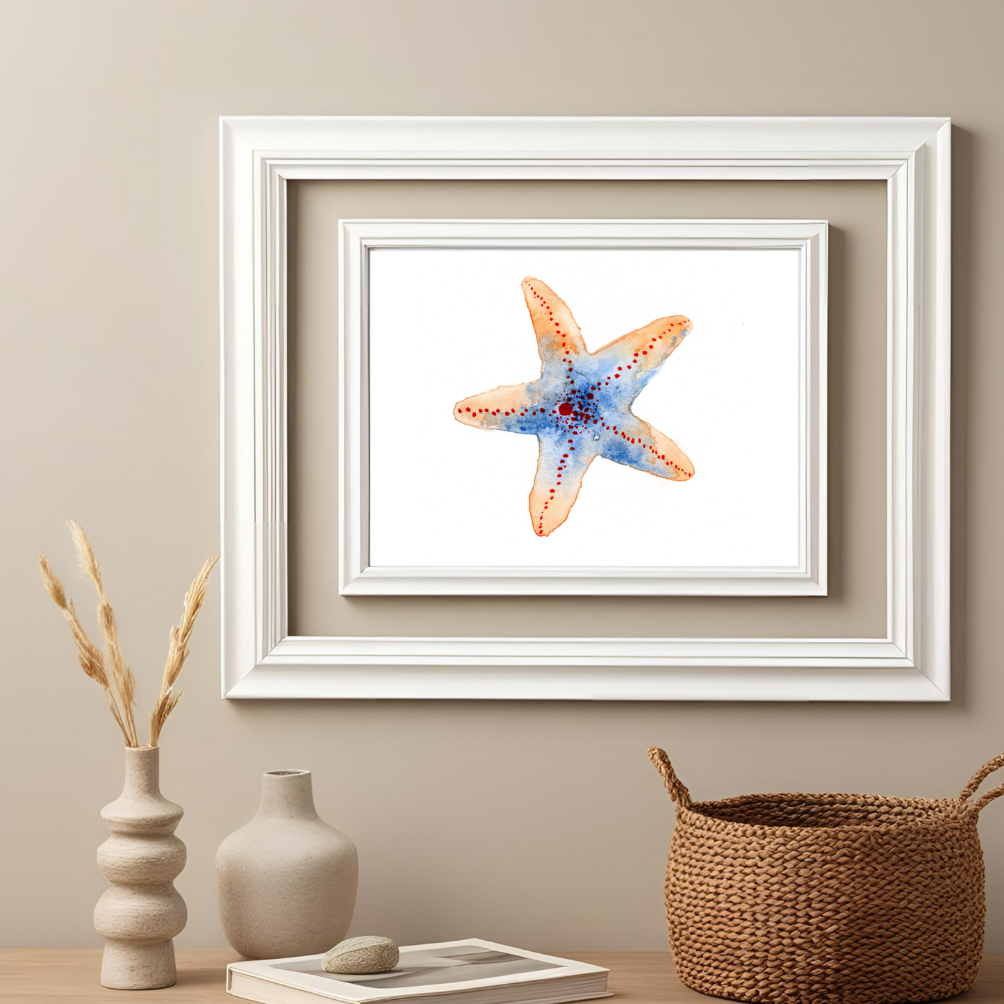 Starfish Orange & Blue Print