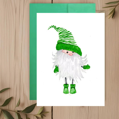 Gnome Green Stripe Note Card