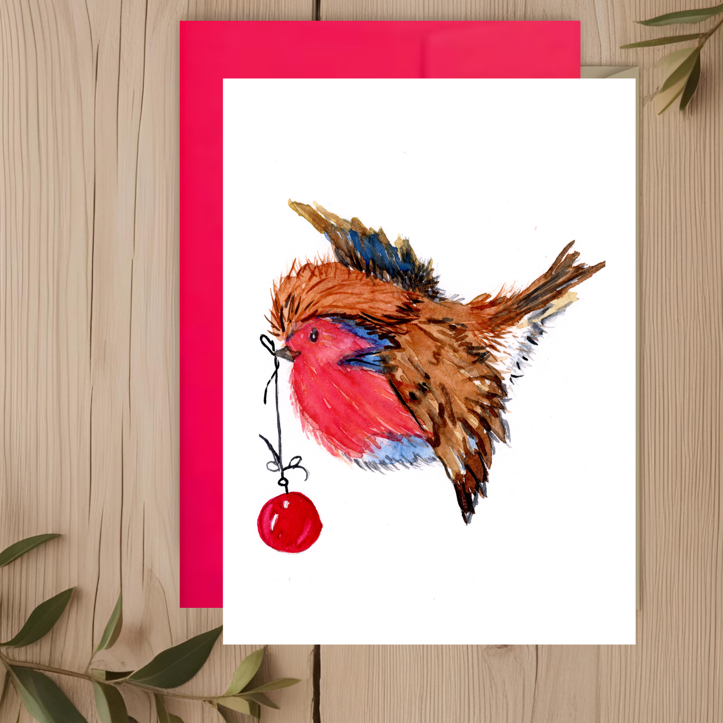 Robin with Ornament Note Card