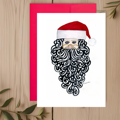 Santa Curly Note Card