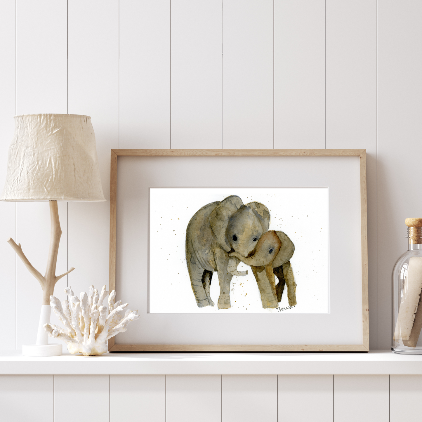 Elephant Mom and Baby Print