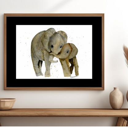 Elephant Mom and Baby Print
