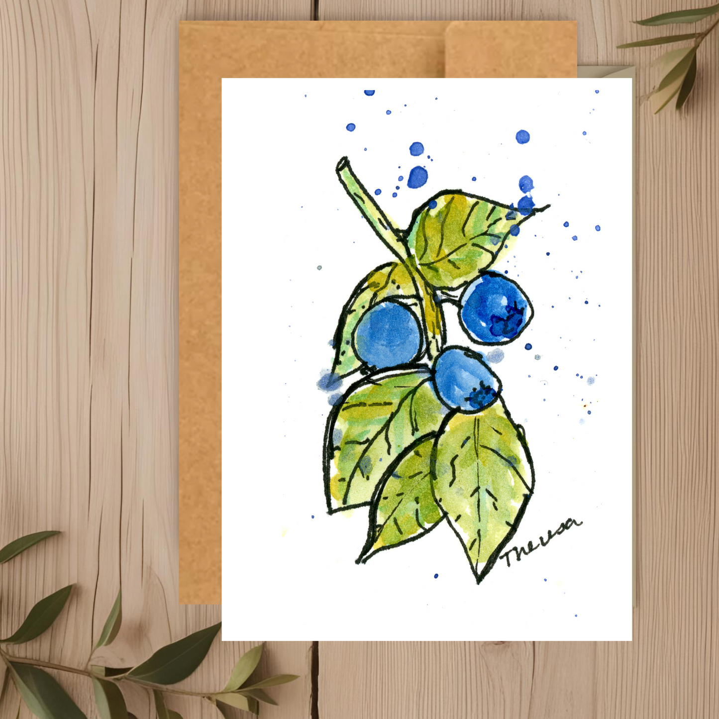 Blueberries Note Card