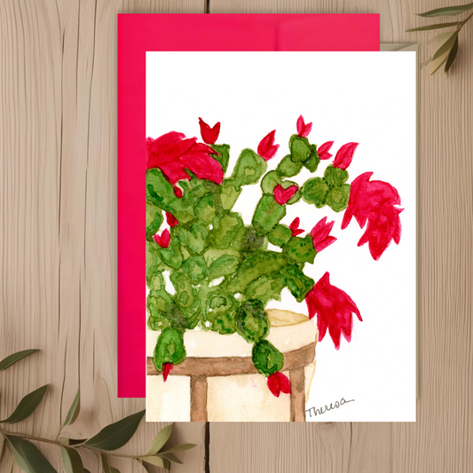 Christmas Cactus Note Card