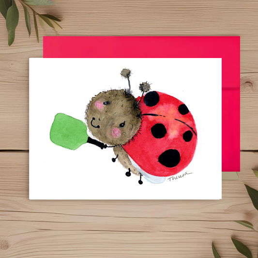 Ladybug Pickleball Note Card