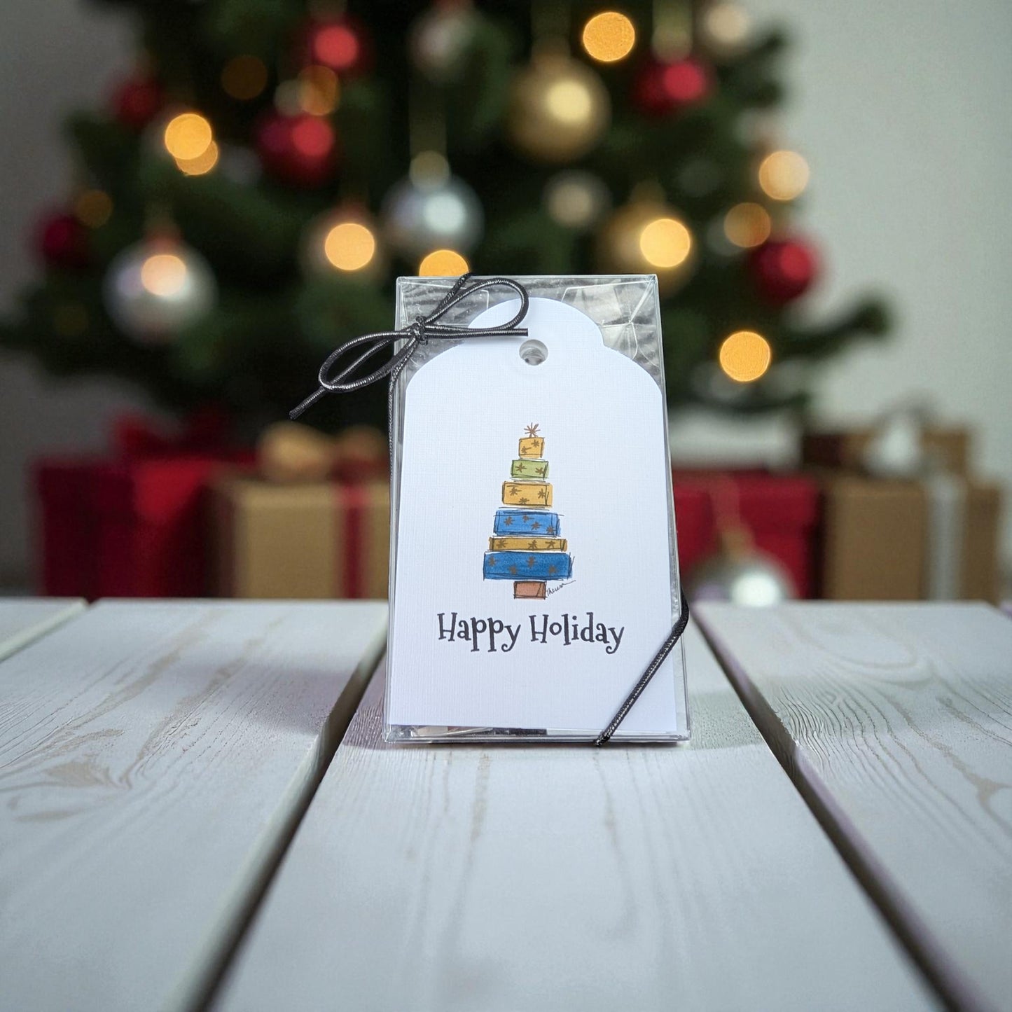 Gold Holiday Tree Gift Tags