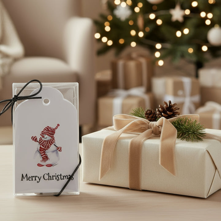 Snowman Red Stripe Gift Tags