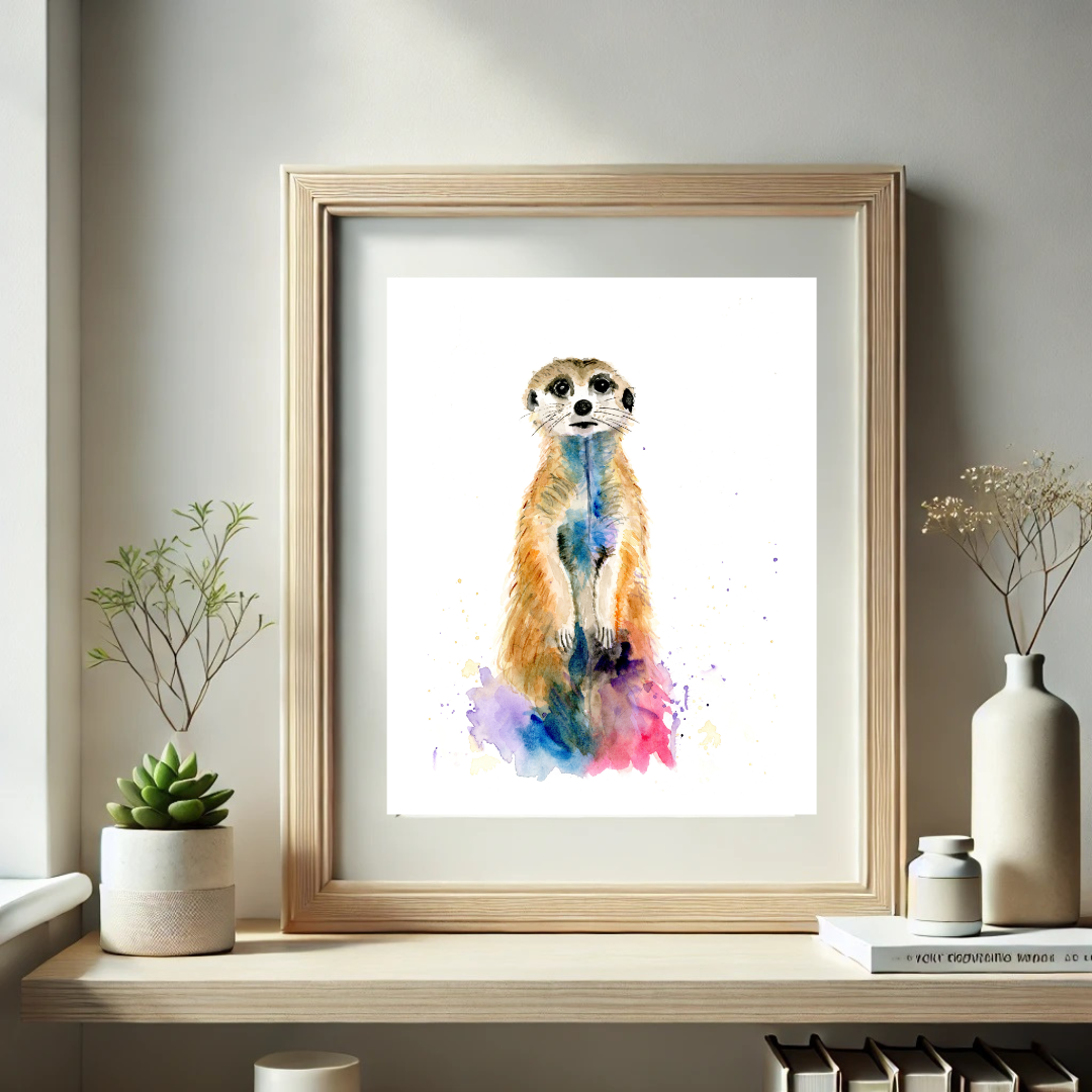 Meerkat Watercolor Print