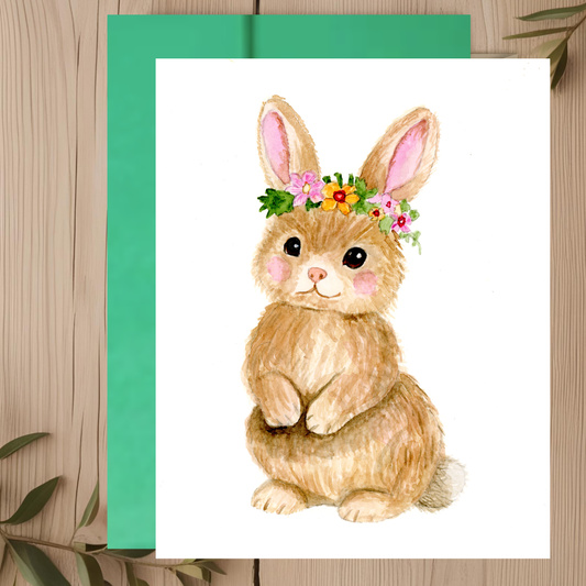 Rabbit Flowers Note Card