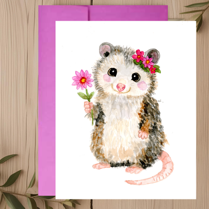 Possum Flowers Note Card