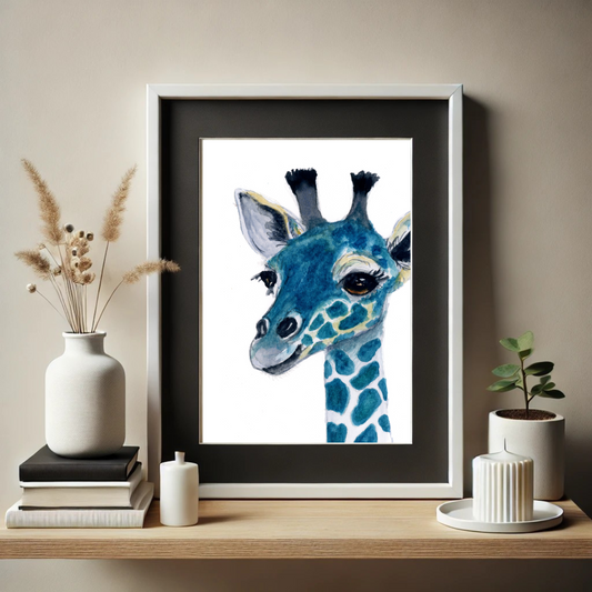 Giraffe Teal Print