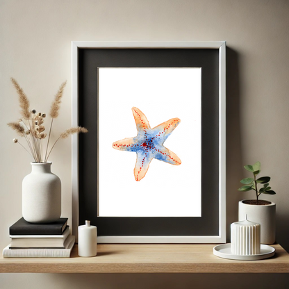 Starfish Orange & Blue Print