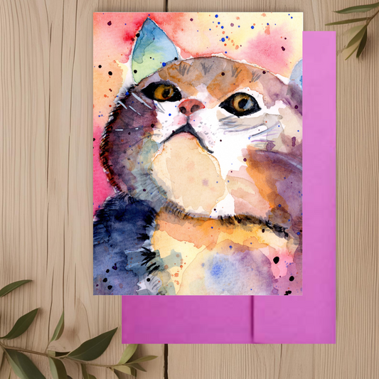 Hippie Cat Note Card